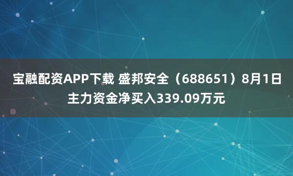 宝融配资APP下载 盛邦安全（688651）8月1日主力资金净买入339.09万元