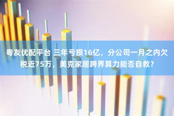 粤友优配平台 三年亏损16亿，分公司一月之内欠税近75万，美克家居跨界算力能否自救？