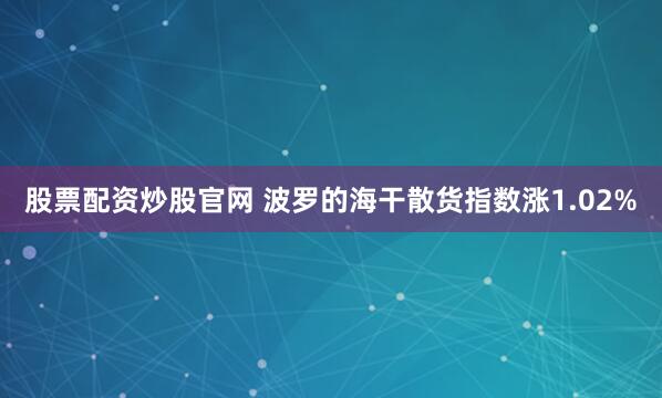 股票配资炒股官网 波罗的海干散货指数涨1.02%