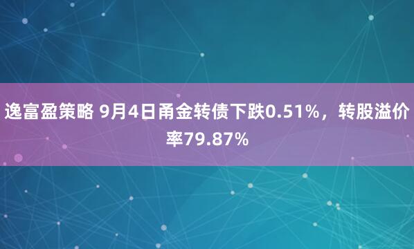 逸富盈策略 9月4日甬金转债下跌0.51%，转股溢价率79.87%